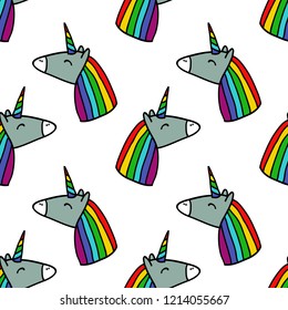unicorn seamless doodle pattern