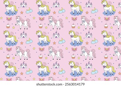 Unicorn Seamless Pattern cute background 