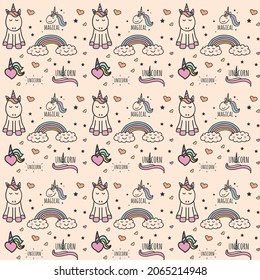 unicorn Seamless Pattern Design. Vector Illustration.