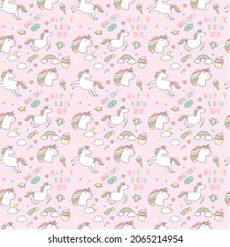 unicorn Seamless Pattern Design. Vector Illustration.