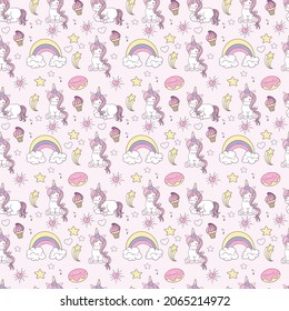 Unicorn Seamless Pattern Design. Vector Illustration.