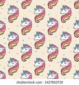 Unicorn seamless pattern - hand drawn illustration - vector eps10