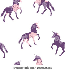 Unicorn seamless pattern isolated on white background