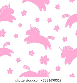 Unicorn seamless pattern isolated on white background