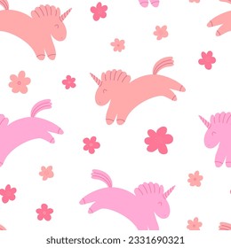 Unicorn seamless pattern isolated on white background