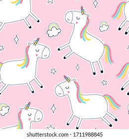 Unicorn seamless pattern print design. Vector illustration design for fashion fabrics, textile graphics, prints.