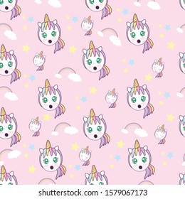 Unicorn seamless pattern texture, Vector illustration design for fashion fabrics, textile graphics, prints, wallpapers, Adorable background, Pastel style.