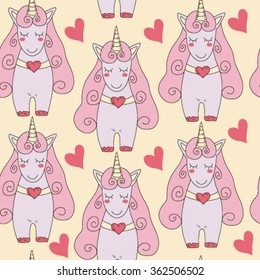 Unicorn seamless pattern vector cartoon character