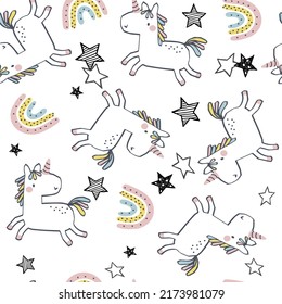 Unicorn seamless repeat pattern print