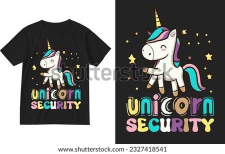 Unicorn security t shirt design illustration . Unicorn t shirt design . Unicorn lover gift shirt . Funning unicorns t-shirt . Unicorn Birthday Shirt . Unicorn_Family tshirt . Hourse t-shirt graphic