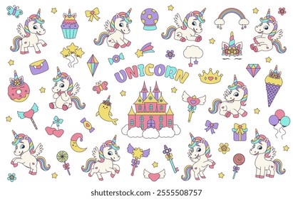 Unicorn set.  Big collection with magic elements and little pony fantasy unicorns.