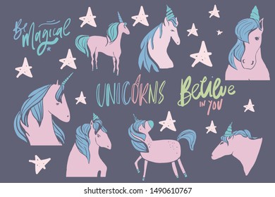 Unicorn set illustration for your design.