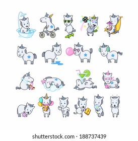 Unicorn set poses