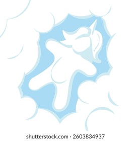 Unicorn Shaped Cloud. Cute Children's Illustration