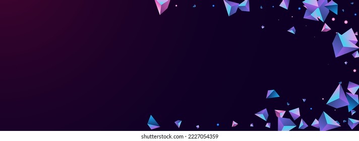 Unicorn Shapes Vector Panoramic Dark Violet Background. Digital Graphic Triangle Design. Gradient Minimal Stone Brochure. Magical Glass Trendy Template.
