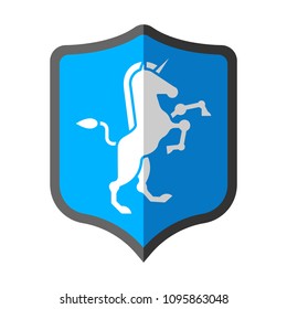 Unicorn Shield heraldic symbol. Sign Animal for coat of arms. Vector illustration
