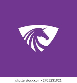 Unicorn Shield Logo Design Vector Illustration