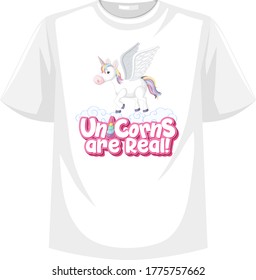 Unicorn shirt mock up on white background illustration