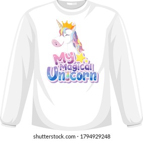 Unicorn shirt mock up on white background illustration