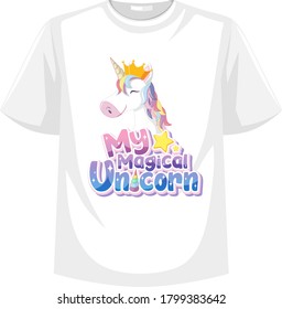 Unicorn shirt mock up on white background illustration