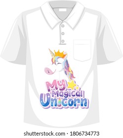 Unicorn shirt mock up on white background illustration