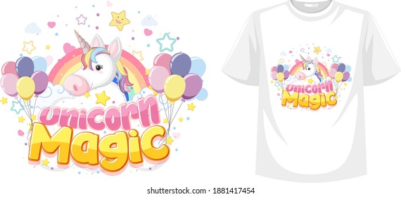 Unicorn shirt mock up on white background illustration