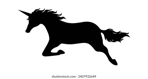 unicorn silhouette design. mythology creature sign and symbol.