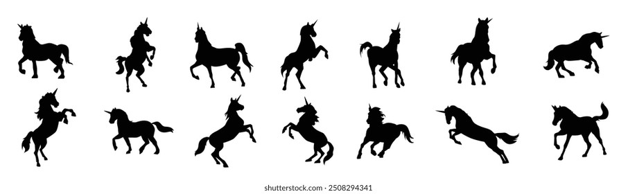 Unicorn Silhouette rouca ilustração Vetor