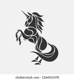 unicorn silhouette icon logo vector, horses tattoo.