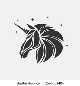 unicorn silhouette icon logo vector, horses tattoo.