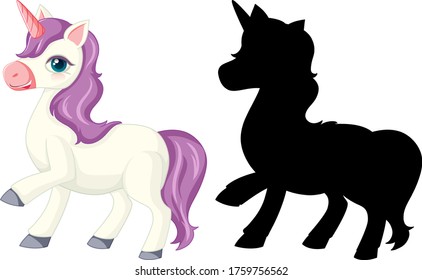 Unicorn with its silhouette illustration