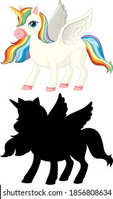 Unicorn with its silhouette illustration