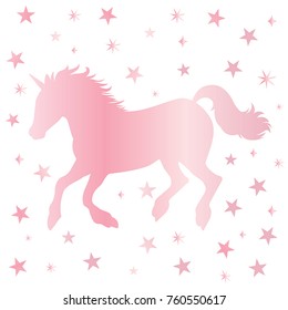 Unicorn silhouette illustration in a trendy rose gold color