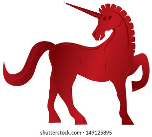 Unicorn Silhouette Isolated on White Background Vector Illustration