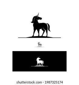unicorn silhouette logo design illustration