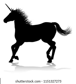 A unicorn silhouette mythical horned horse graphic