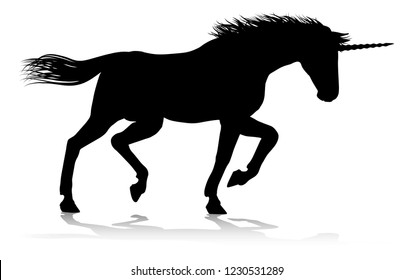 A unicorn silhouette mythical horned horse graphic