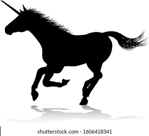 A unicorn silhouette mythical horned horse graphic