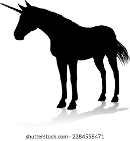 A unicorn silhouette mythical horned horse graphic