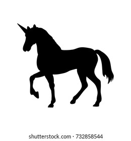 Unicorn silhouette mythology symbol fantasy. Vector illustration.