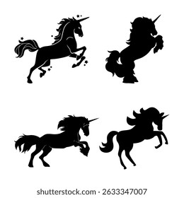 Unicorn silhouette on white background