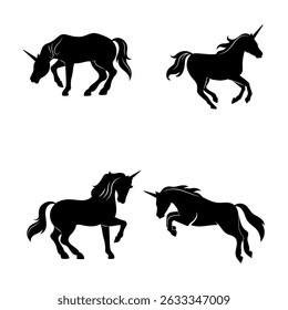 Unicorn silhouette on white background