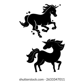 Unicorn silhouette on white background
