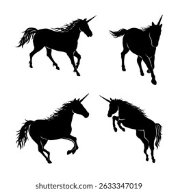 Unicorn silhouette on white background