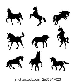 Unicorn silhouette on white background