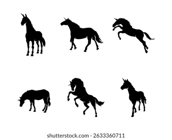Unicorn silhouette on white background