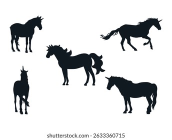 Unicorn silhouette on white background