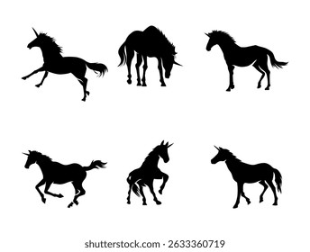 Unicorn silhouette on white background