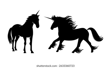 Unicorn silhouette on white background