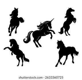 Unicorn silhouette on white background